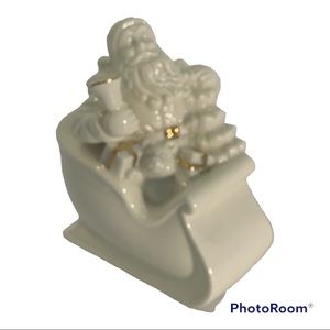 Lenox Porcelain Santa Claus Sleigh, Bell  Holiday 4.5” High Figurine Statue